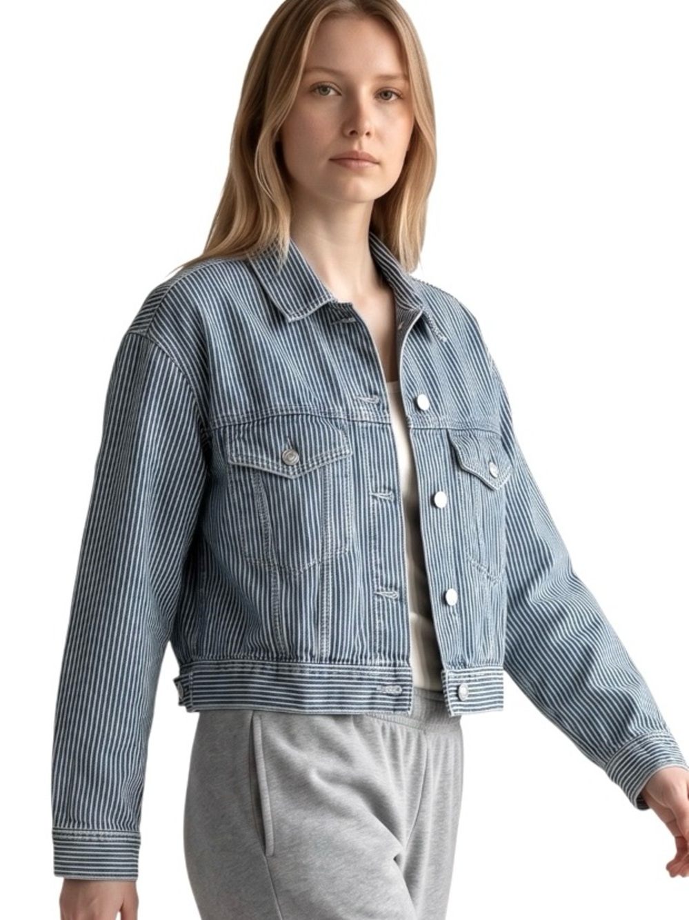 Gap Railroad Stripe Denim Icon Jacket